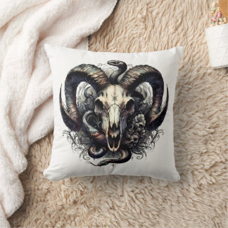 Ram Skull Schlangen Gothic Dark Occult Symbolism Kissen