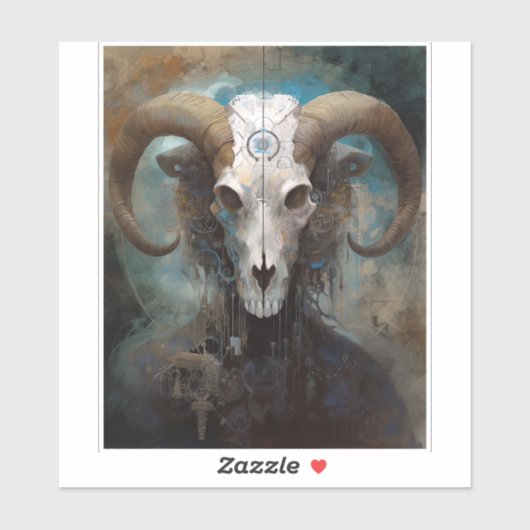 Ram Skull Surreal Fantasy Art Aufkleber (Blatt)