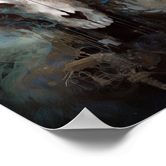 Ram Skull Surreal Fantasy Art Poster (Ecke)