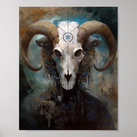 Ram Skull Surreal Fantasy Art Poster (Vorne)