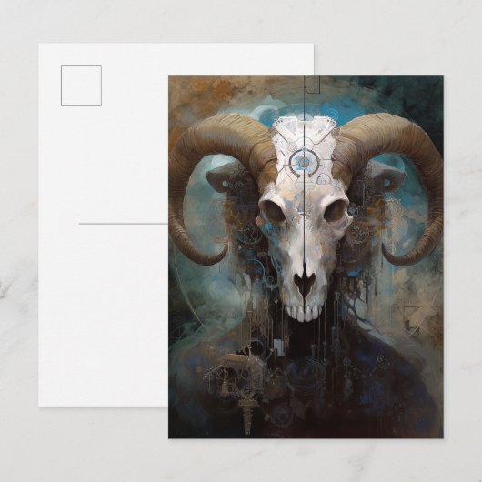 Ram Skull Surreal Fantasy Art Postkarte (Vorne/Hinten)