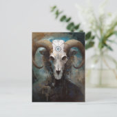 Ram Skull Surreal Fantasy Art Postkarte (Stehend Vorderseite)