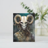 Ram Skull Surreal Fantasy Art Postkarte (Stehend Vorderseite)