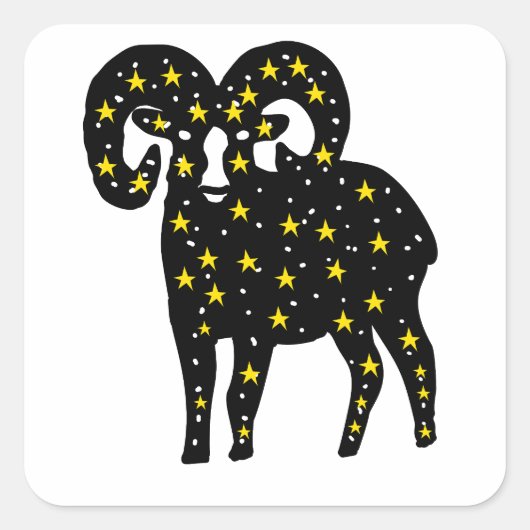 Ram Space Stars Silhouette Quadratischer Aufkleber (Vorderseite)