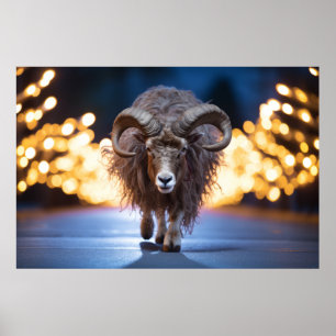 Ram Wildlife Animal auf der Straße im Freien Poster