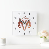 Ram Zodiac Glass Square Wall Uhr (Zuhause)