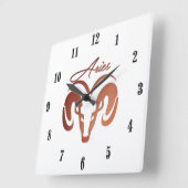 Ram Zodiac Glass Square Wall Uhr (Winkel)