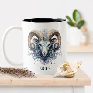 Ram Zodiac Symbol Celestis Fantasy Aries Zweifarbige Tasse