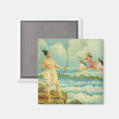 Rama besiegt das Meer durch Raja Ravi Varma Magnet (Vorderseite/Rückseite)