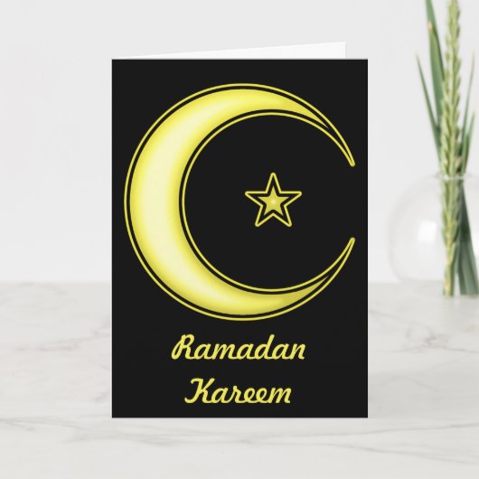 Ramadan Black and Gold Crescent Moon und Star Karte (Vorderseite)