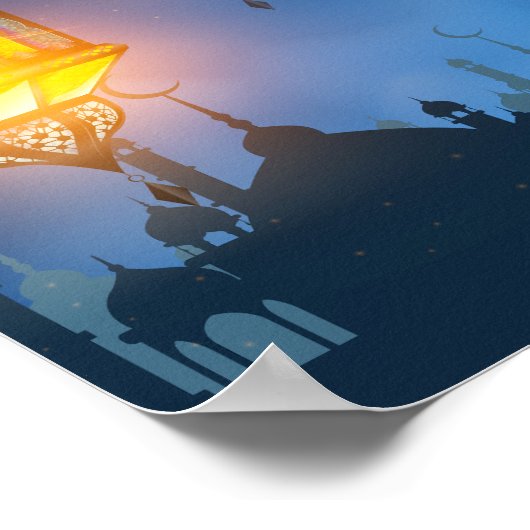 Ramadan Blue Colorful Lanterns Poster (Ecke)