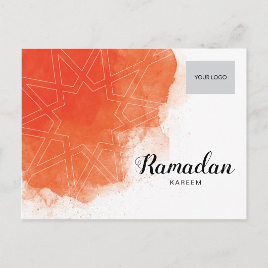 Ramadan Corporate Postcard - Orange Einladungspostkarte (Vorderseite)