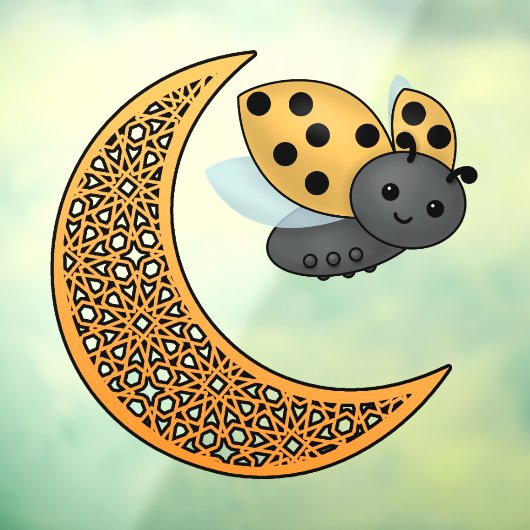 Ramadan Crescent Moon Ladybug Fensteraufkleber (Blatt 3)