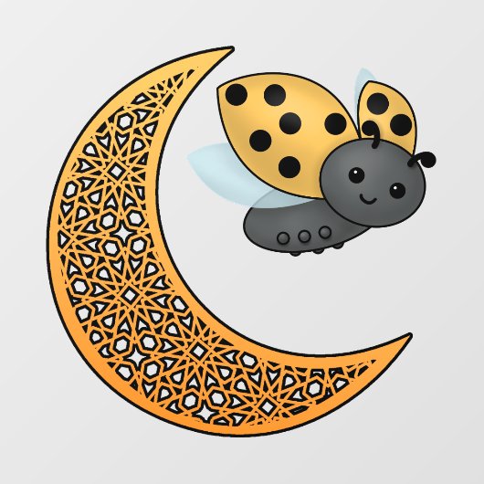 Ramadan Crescent Moon Ladybug Fensteraufkleber (Blatt)