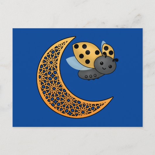 Ramadan Crescent Moon Ladybug Postkarte (Vorderseite)