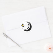 Ramadan Crescent Moon und Star Swoosh Runder Aufkleber (Umschlag)