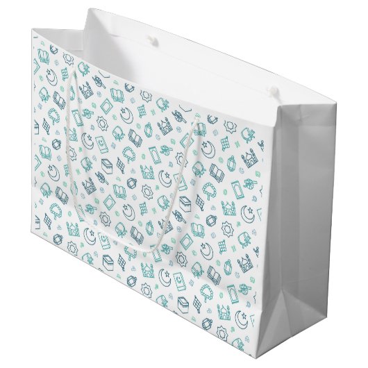 Ramadan Doodles Geschenktasche Große Geschenktüte (Vorderseite Schrägansicht)