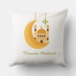 Ramadan Eid Mosque & Moon Accent Pillow Kissen