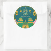 Ramadan| Eid Mubarak Golden Calligraphy Green Runder Aufkleber (Tasche)