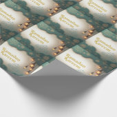 Ramadan Elegance Green & Gold Lanterns and Mosque Geschenkpapier (Ecke)