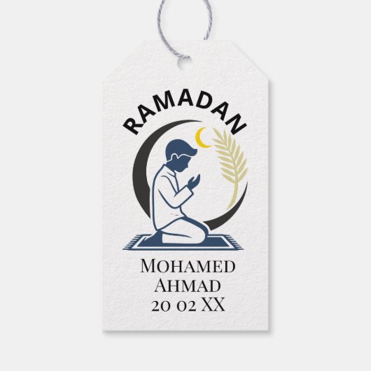 Ramadan Fasting Prayer Man Islamic Vector Graphic  Geschenkanhänger (Rückseite)