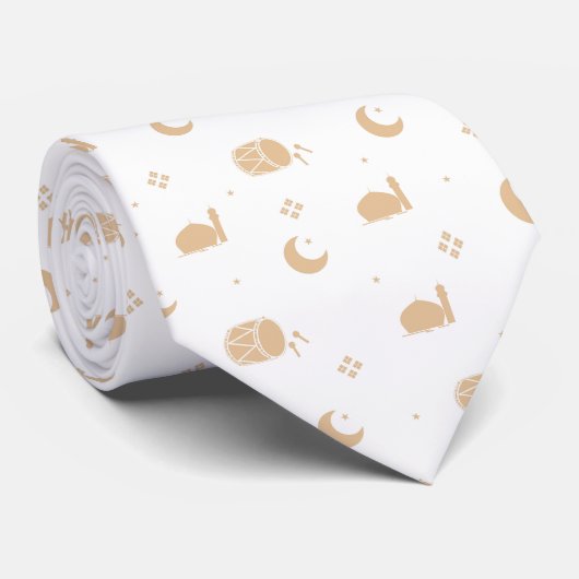 Ramadan Happy Eid White Beige Krawatte (Gerollt)