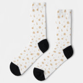 Ramadan Happy Eid White Beige Socken (Linkes Detail)
