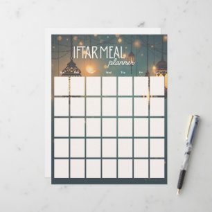 Ramadan-Iftar-Mahlzeitenplaner-Papierblatt