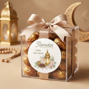 Ramadan Kareem Blumenlaterne Runder Aufkleber