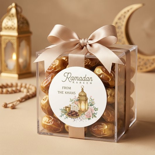 Ramadan Kareem Blumenlaterne Runder Aufkleber