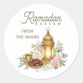 Ramadan Kareem Blumenlaterne Runder Aufkleber (Vorderseite)