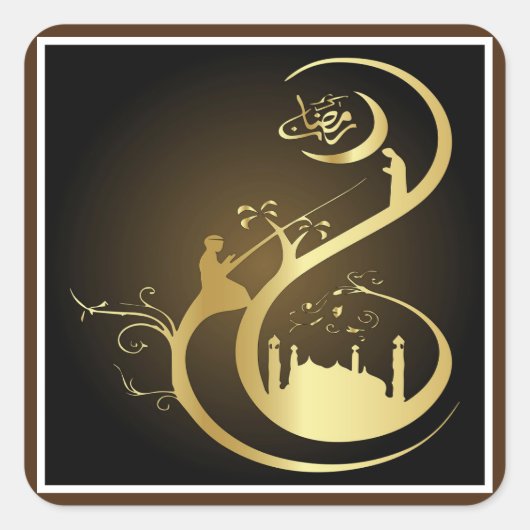 Ramadan Kareem Calligraphie Quadratischer Aufkleber (Vorderseite)