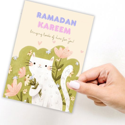 Ramadan Kareem Cat Colorful Blume Card Karte