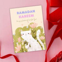 Ramadan Kareem Cat Colorful Blume Card
