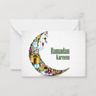 Ramadan Kareem Colorful Crescent Mitteilungskarte