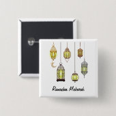 Ramadan Kareem Crescent Lanterns Mubarak Islamic Button (Vorne & Hinten)