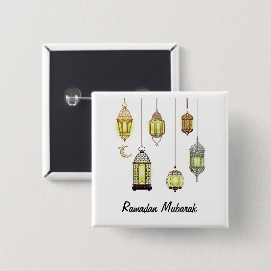 Ramadan Kareem Crescent Lanterns Mubarak Islamic Button (Vorne & Hinten)