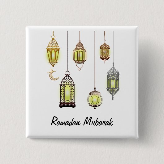 Ramadan Kareem Crescent Lanterns Mubarak Islamic Button (Vorderseite)