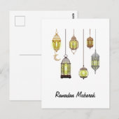 Ramadan Kareem Crescent Lanterns Mubarak Islamic Postkarte (Vorne/Hinten)