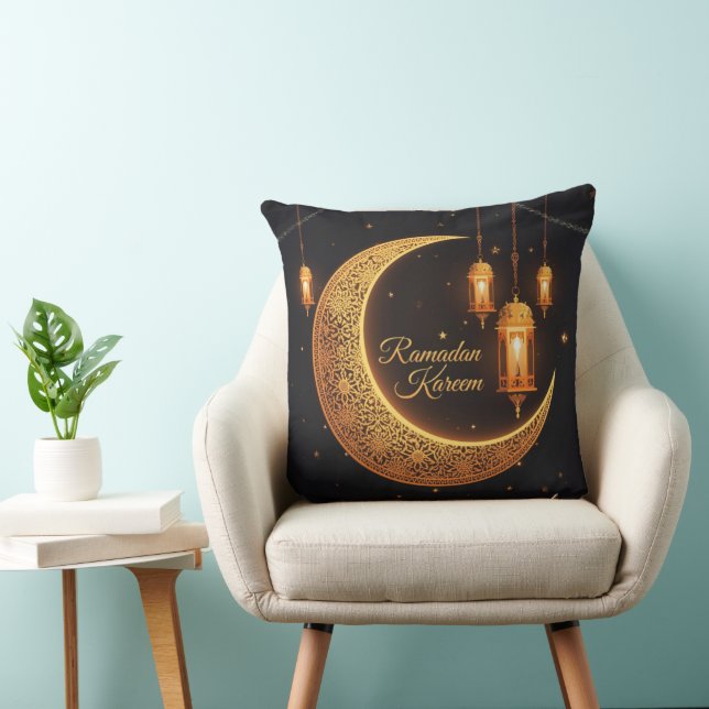 Ramadan Kareem Crescent & Lanterns Pillow Kissen (Stuhl )
