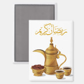 Ramadan Kareem Dallah Kaffee & Datteln Kunstwerk Magnet (Vorderseite/Rückseite)