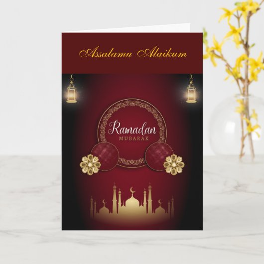 Ramadan Kareem & Eid Mubarak Customized Greeting Karte (Gelbe Blume)