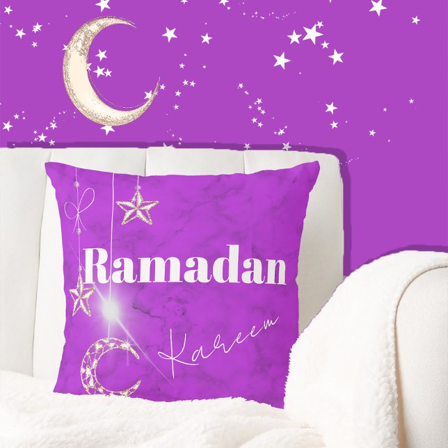 Ramadan Kareem Elegante Lila Mondstars Kissen (Von Creator hochgeladen)
