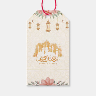 Ramadan Kareem Floral Watercolor Lanterns Geschenkanhänger