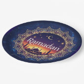 Ramadan Kareem Geistliche Moschee Sonnenuntergang Pappteller (Schrägansicht)