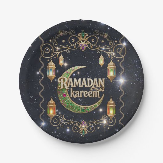 Ramadan Kareem glänzender Himmel Pappteller (Vorderseite)