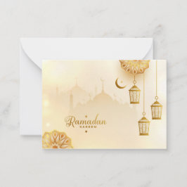 Ramadan Kareem Gold Crescent und Laterne Mitteilungskarte