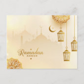 Ramadan Kareem Gold Crescent und Laterne Postkarte (Vorderseite)