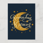 Ramadan Kareem | Gold-Halbmond und Sterne Postkarte (Vorderseite)