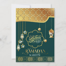 Ramadan Kareem Golden Green Arabic Calligraphy Karte